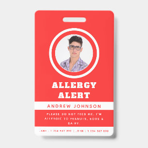 Badge Alerte d'urgence pour allergie alimentaire - Photo