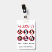 Badge Alerte faite sur commande de symbole d'allergie (Face avec clip)