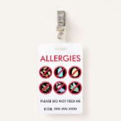 Badge Alerte faite sur commande de symbole d'allergie (Devant avec clip)