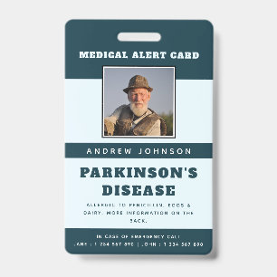 Badge Alerte Médicale Information d'urgence et ID Photo 