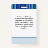 Badge Alerte Médicale Nom de photo Contact Carte d'ident (Dos)