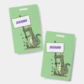 Badge Aligator de crocodile drôle avec dessin animé (Avant & arrière)