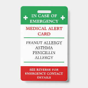 Badge ALLERGIE en Coque d'urgence (C.I.E.) Alcool de car