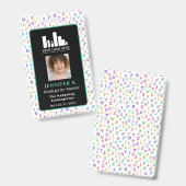 Badge Alphabet coloré enseignant photo et logo (Avant & arrière)