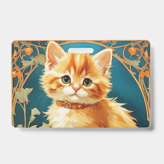 Badge Alphonse Mucha Art Nouveau Chat (Avant)