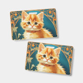 Badge Alphonse Mucha Art Nouveau Chat (Avant & arrière)