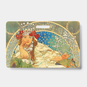 Badge Alphonse Mucha Art Nouveau Princesse Hyacinthe