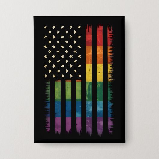 Badge American USA Flag Rainbow Pride gay lesbienne LGBT (Recto)