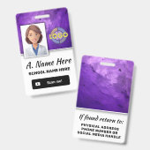 Badge Amethyst Purple Custom Work ID Logo photo Code à b (Avant & arrière)