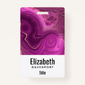 Badge Améthyste Violet Et Agate Abstrait Or (Dos)