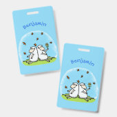 Badge Amis moutons mignons et papillons dessin animé (Avant & arrière)