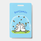 Badge Amis moutons mignons et papillons dessin animé (Arrière)