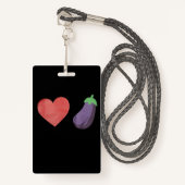 Badge Amour Eggplant Funny Gay Pride LGBTQ (Devant avec lanière)