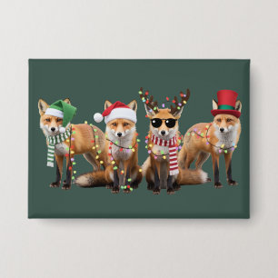 Badge Amoureux du renard de Noël Famille Animal Fêtes de