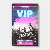 Badge Amusant violet rose Neon VIP All Access Pass Conce (Avant)