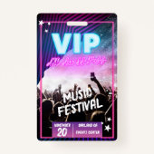 Badge Amusant violet rose Neon VIP All Access Pass Conce (Devant)