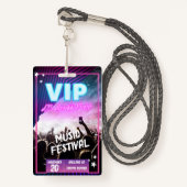 Badge Amusant violet rose Neon VIP All Access Pass Conce (Devant avec lanière)