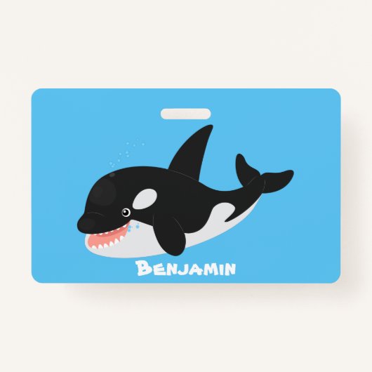 Badge Amusante baleine orque mignonne dessin animé (Devant)