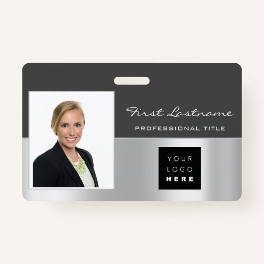 Badge Analyseur de nom de logo de code-barres d'employé  (Devant)