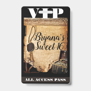 Badge Ancien Billet VIP de fête d'anniversaire de parche