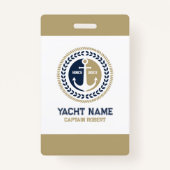 Badge Ancrage de bateau nautique bleu et or (Dos)