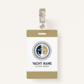 Badge Ancrage de bateau nautique bleu et or (Dos avec clip)