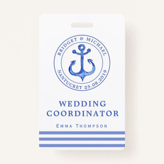 Badge Ancre bleue marine | WEDDING PLANNER (Devant)