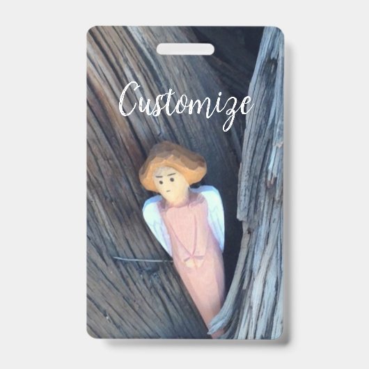 Badge Ange sculpté dans l'arbre Thunder Cove (Avant)