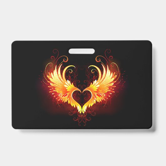 Badge Angel Fire Heart with Wings (Face)