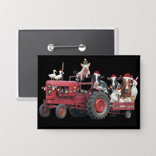 Badge Animaux de la ferme camion de Noël tracteur countr
