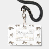 Badge Animaux de la jungle de léopard doré blanc moderne (Avant avec lanière)