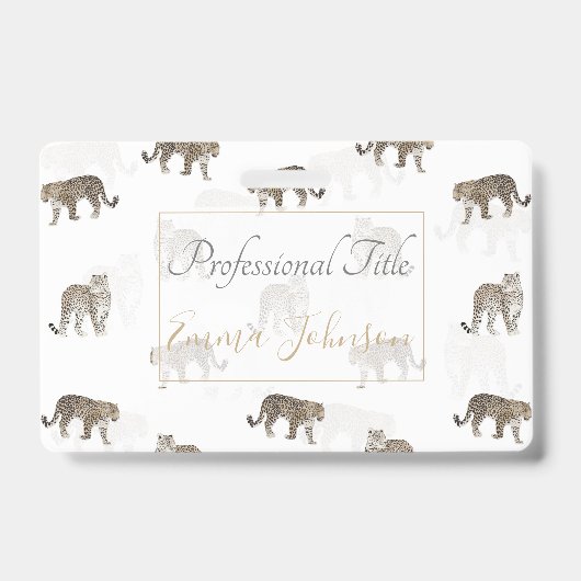 Badge Animaux de la jungle léopard doré blanc moderne (Avant)