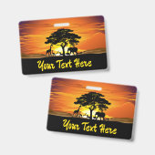 Badge Animaux sauvages au coucher du soleil dans la sava (Front & Back)