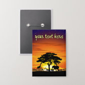 Badge Animaux sauvages sur le coucher de soleil de la sa (Recto/Verso)