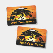 Badge Animaux sauvages sur les serres de soleil de Savan (Avant & arrière)