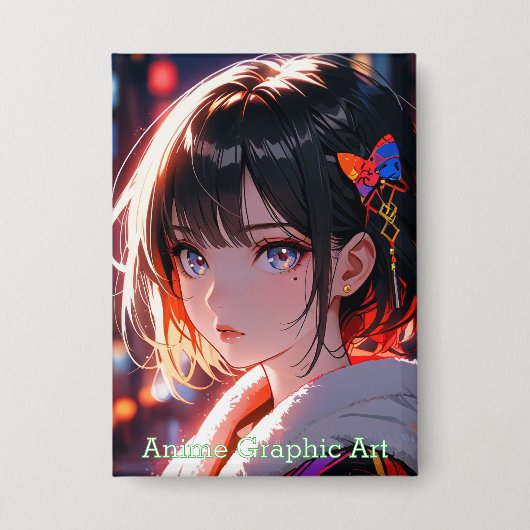 Badge anime cute girl design (Recto)