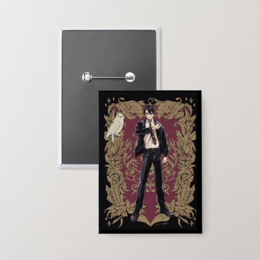Badge Anime HARRY POTTER™ Cadre Orné (Recto/Verso)