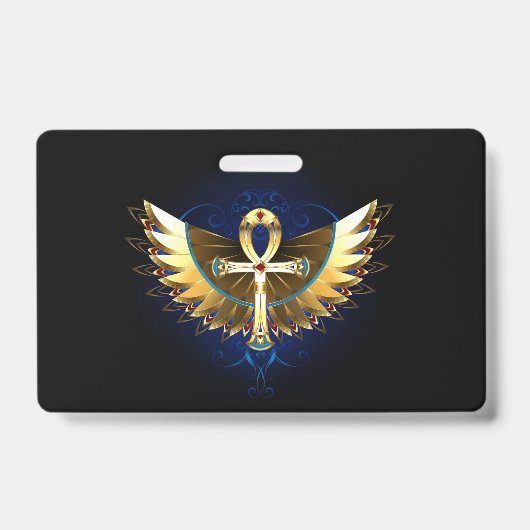 Badge Ankh doré avec des ailes (Avant)