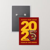 Badge Année rouge or du serpent 2025 (Recto/Verso)