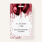 Badge Anniversaire blanc ballons rouge parties scintilla (Dos)