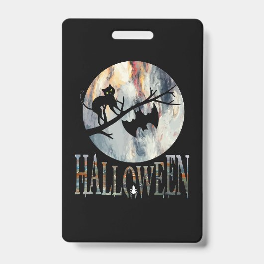 Badge Anniversaire de chat drôle d'Halloween (Avant)