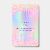 Badge Anniversaire fête arc-en-ciel nom de la parties sc (Arrière)