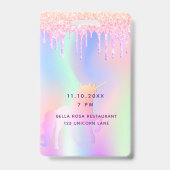 Badge Anniversaire fête licorne nom de parties scintilla (Arrière)