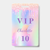 Badge Anniversaire fête licorne nom de parties scintilla (Avant)