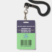 Badge Anniversaire fol de garçon de scientifique (Dos avec cordon)