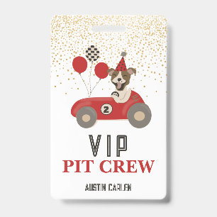 Badge Anniversaire Garçons Voiture de Course Rouge VIP
