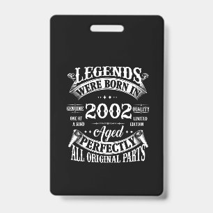 Badge Anniversaire Les Légendes Vintages Nées En 2002