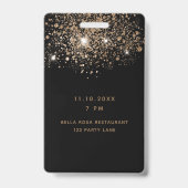 Badge Anniversaire noir or parties scintillant vip invit (Arrière)