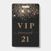 Badge Anniversaire noir or parties scintillant vip invit (Avant)