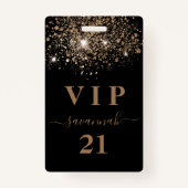 Badge Anniversaire noir or parties scintillant vip invit (Devant)